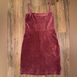 Chic Corduroy Mini Dress in Rich Burgundy